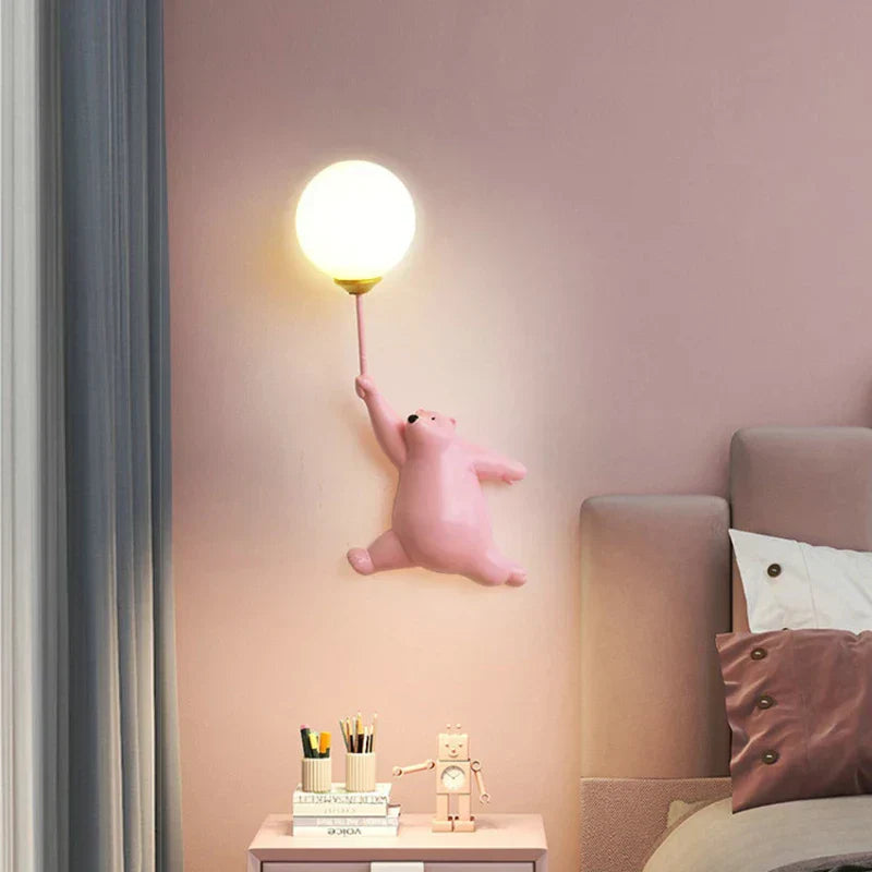 DecorBites™ Bear Wall Lamp | Cute Nordic Cartoon Design for Girls Bedroom, Study, Dormitory