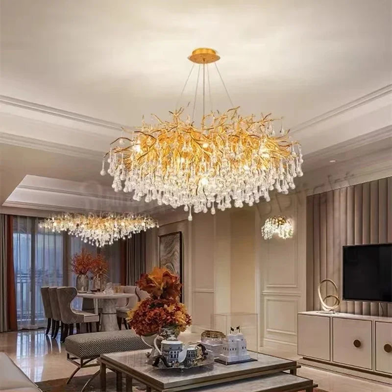 DecorBites™ Crystal Branch Chandelier | Indoor Luxury Gloss Light for Living & Dining Room