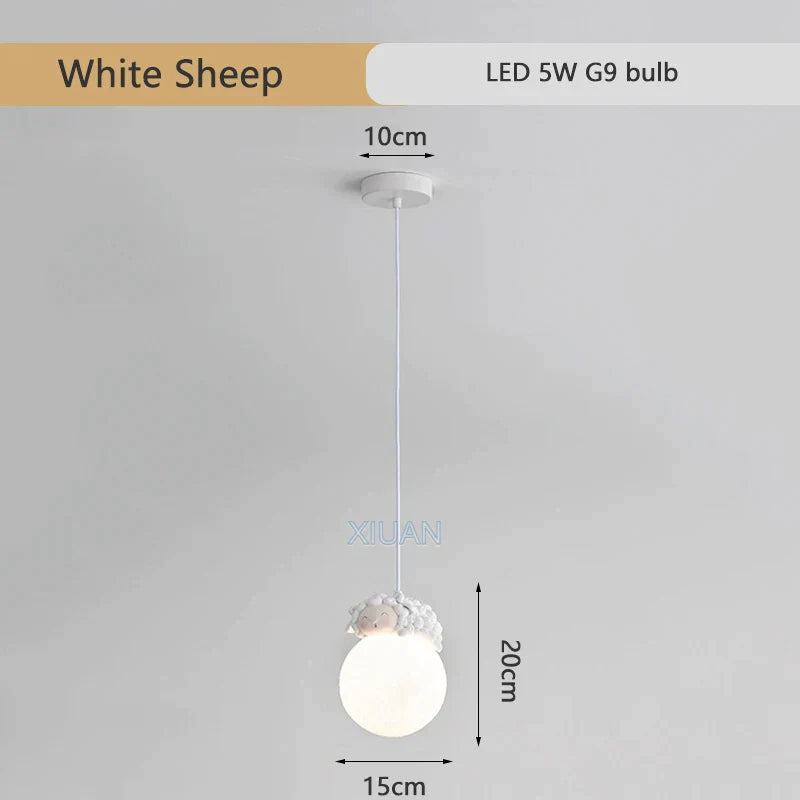 DecorBites™ Animal Resin Pendant Lamps: Bear Rabbit Dog Sheep Bunny Chandelier for Children's Room