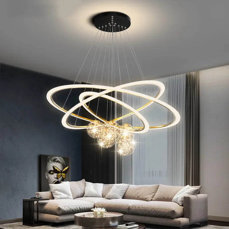 DecorBites™ LED Star Chandeliers: Modern Dimmable Lighting for Living Room Bedroom Decor