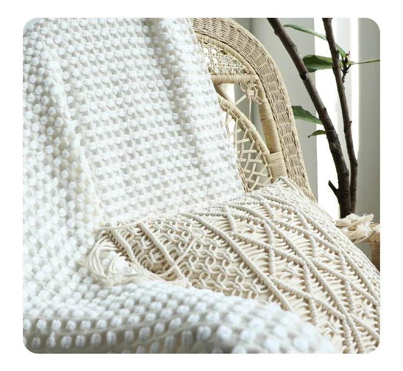 DecorBites™ Knitted Nordic White Casual Blanket - Soft & Comfortable Sofa Throw Bed End Cover for Home Decor & Travel