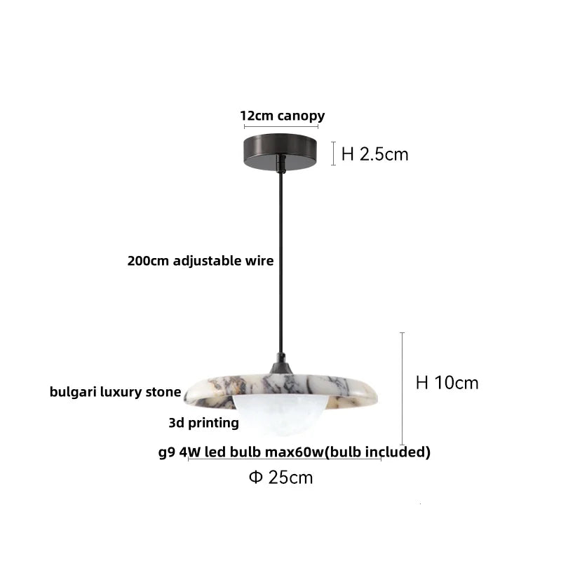DecorBites™ Bulgari Stone LED Pendant Lamp - Natural Marble Hanging Light
