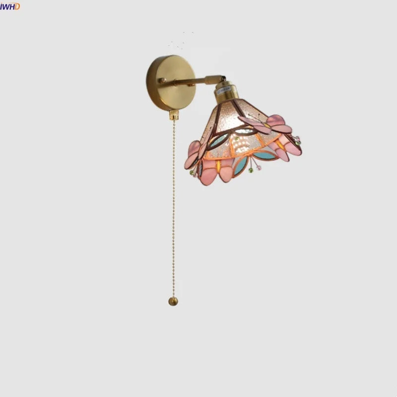 DecorBites™ Copper Butterfly Glass Wall Light Fixture Up Down Rotate LED Bedside Lamp