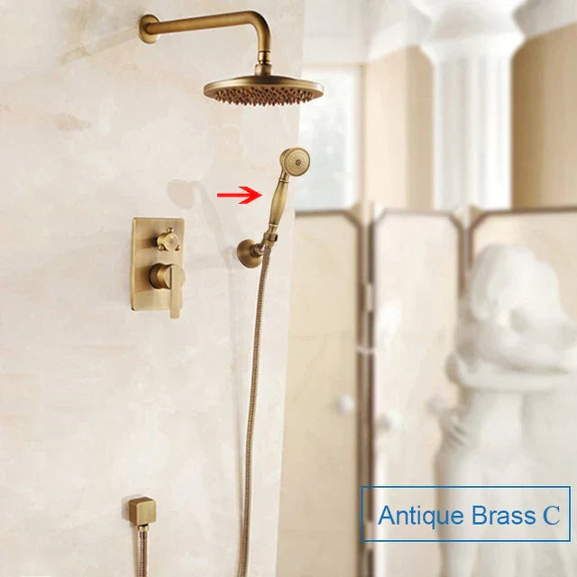 DecorBites™ Black Antique Wall-Mounted Bathroom Rain Shower System