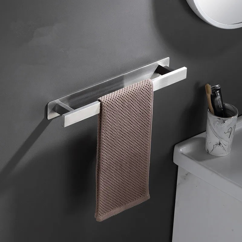 DecorBites™ Black Steel Towel Hanger - Square Bathroom Towel Rack