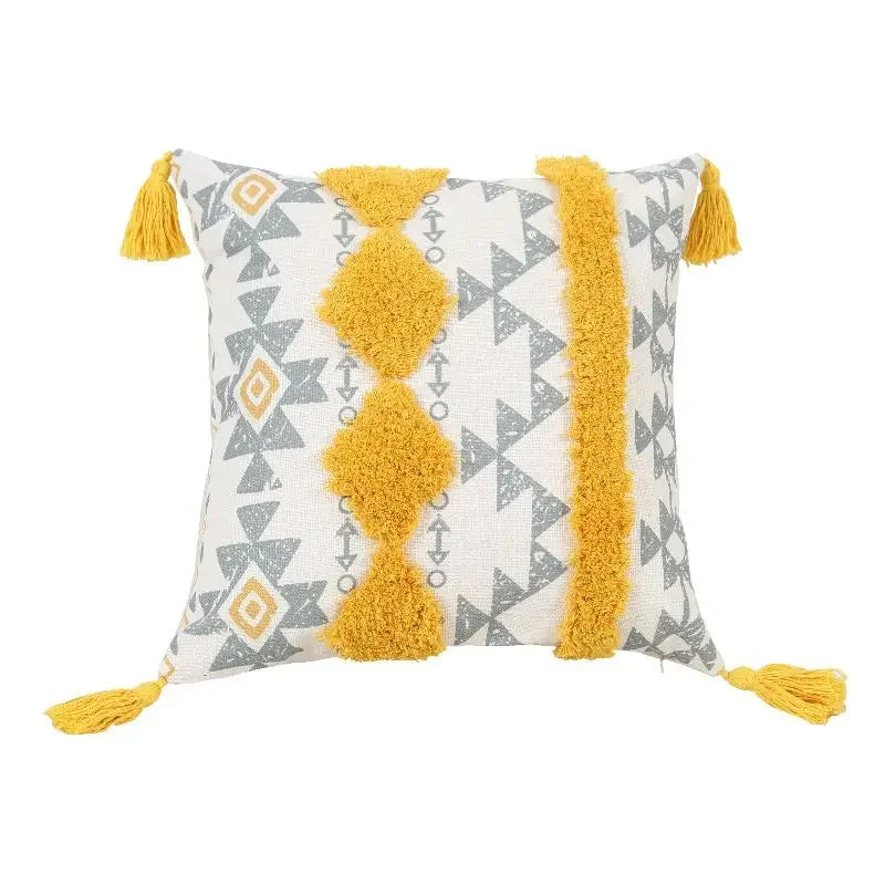 DecorBites™ Boho Geometric Tufted Tassel Cushion Cover 30x50/45x45cm