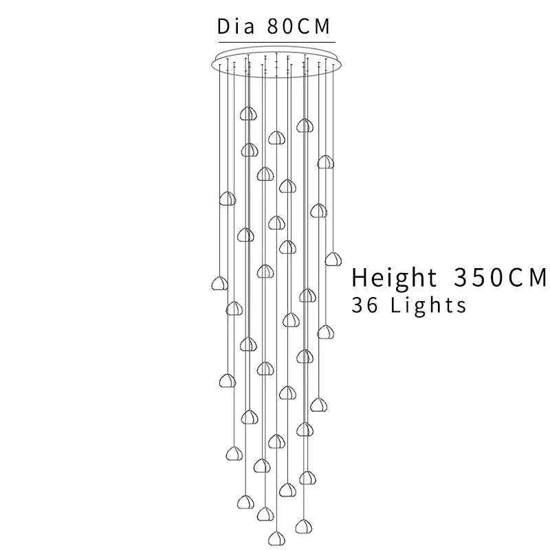 DecorBites™ Crystal Ball Chandelier: Modern LED Stair Chandelier for Living Room, Kitchen, and Loft