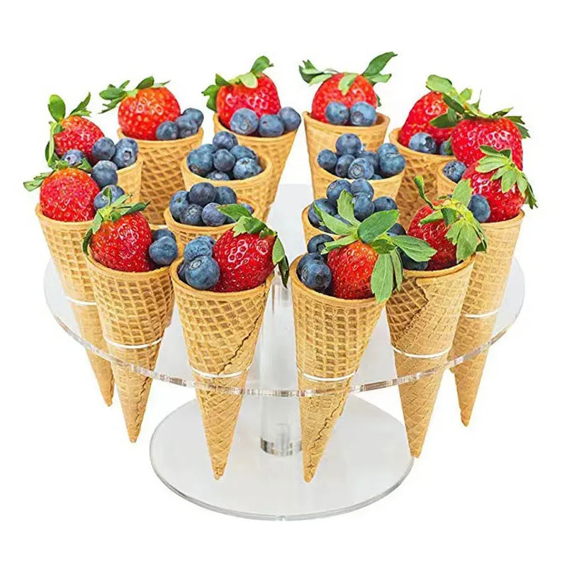 DecorBites™ Acrylic Ice Cream Cone Holder Display Rack - Durable Baking Tools