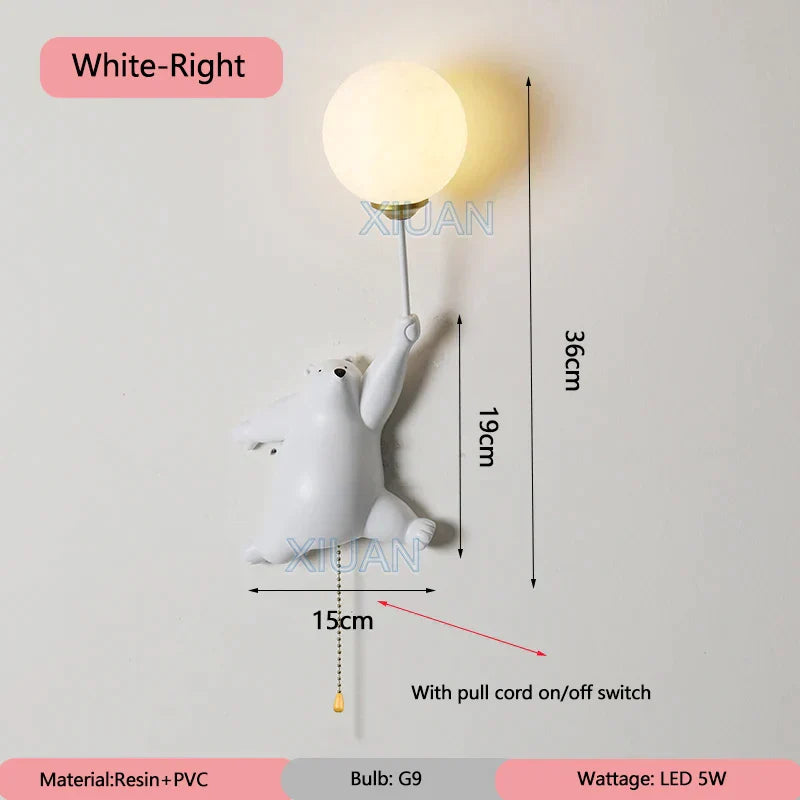 DecorBites™ Blue Pink Bear Wall Lamp for Kids Bedroom, 3D Moon Lighting, G9 Bulb
