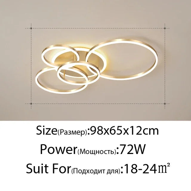 DecorBites™ LED Round Ceiling Chandelier for Modern Living Room, Bedroom, Restaurant - Circle Rings Lighting Fixture