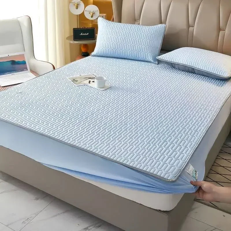 DecorBites™ Cooling Latex Fitted Sheet Set: Soft 3-Layer Mattress Protector for Hot Sleepers