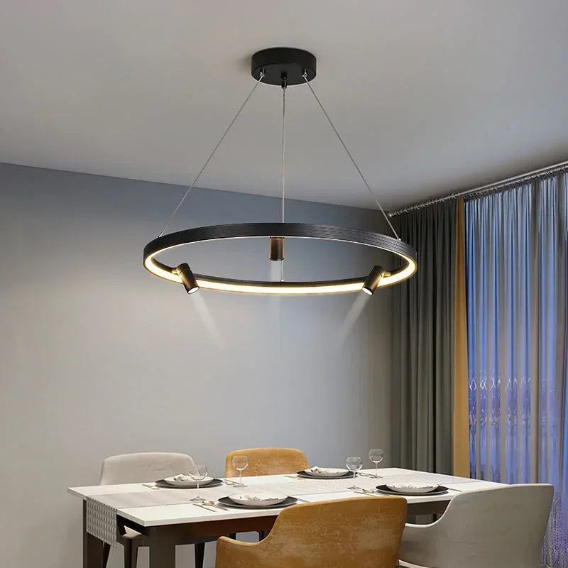 DecorBites™ Black Round Combination Chandelier Pendant Light for Home Decor and Kitchen
