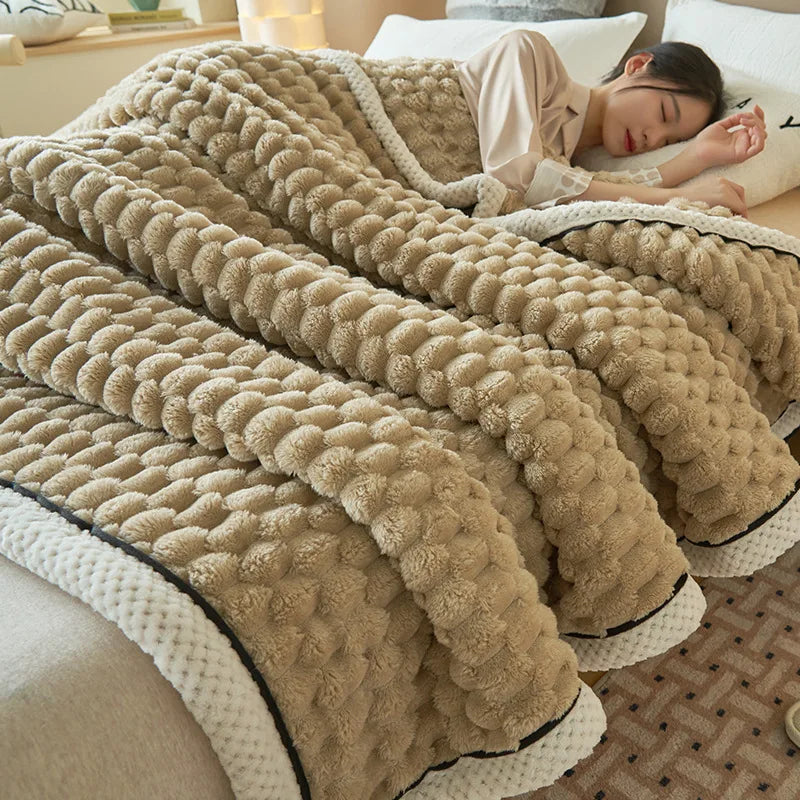 DecorBites™ Cozy Coral Fleece Bed Blanket - Soft, Warm, & Comfortable for Autumn/Winter