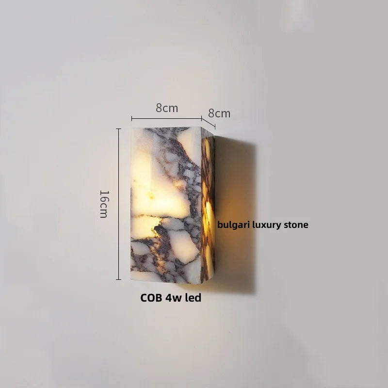 DecorBites™ Carbon Steel LED Wall Lamp Reading Bedside Cafe Luxury Stone Nordic Modern Mirror Light