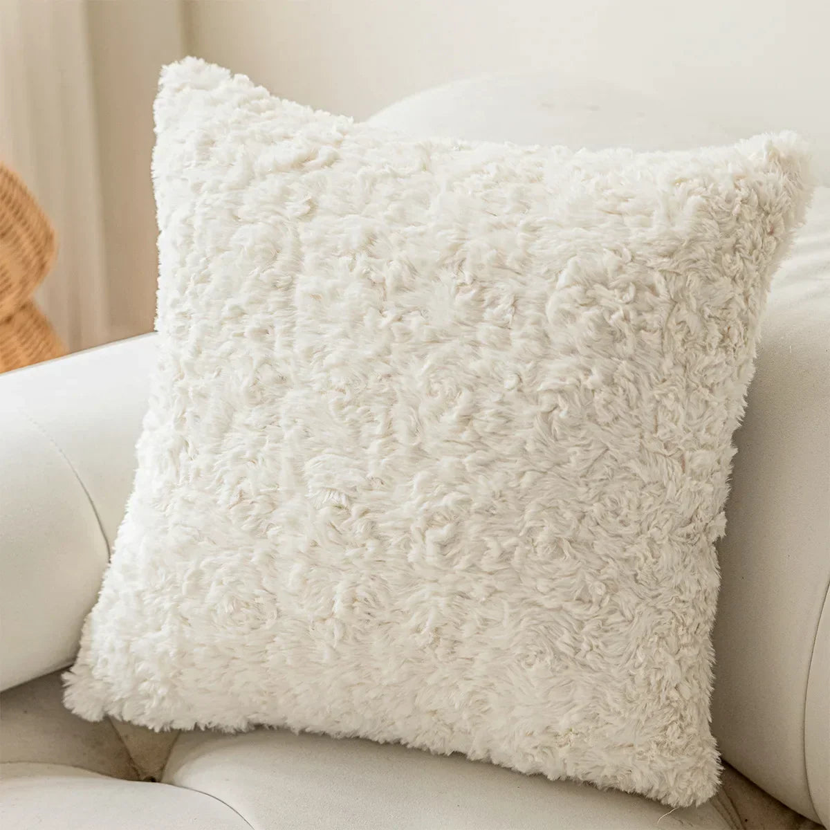 DecorBites™ Brown Geometric Embroidery Plush Cushion Cover, Nordic Luxury Home Decor Pillow Case
