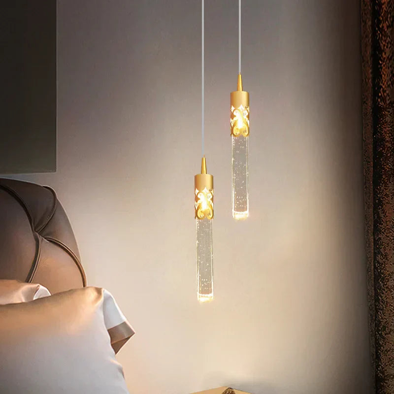 DecorBites™ Crystal LED Pendant Lamp Gold Black Chandelier for Dining Living Room