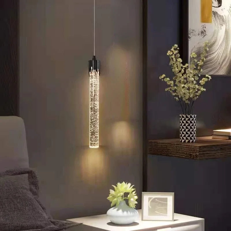 DecorBites™ Crystal LED Pendant Light: Modern Hanging Bar Lamp for Bedroom, Living Room, & Home Decor