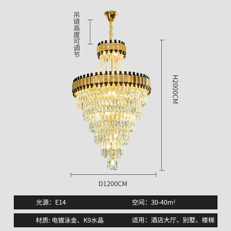 DecorBites™ Crystal Chandelier for Duplex Villa Hotel Club Banquet Hall Engineering Lighting