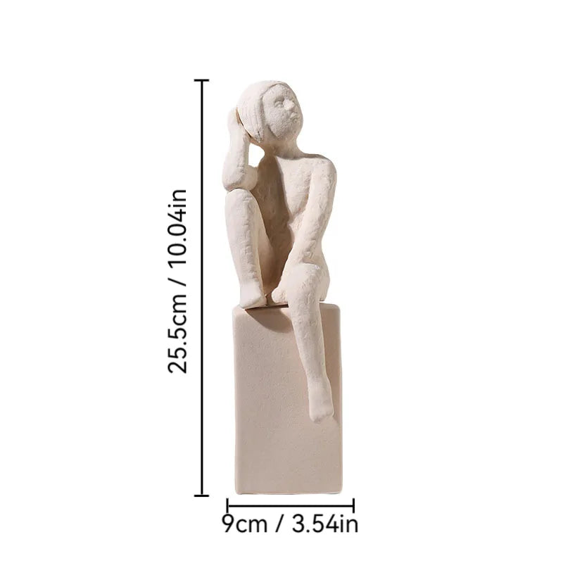 DecorBites™ Abstract Family Character Ceramic Sculpture Desk Decoration