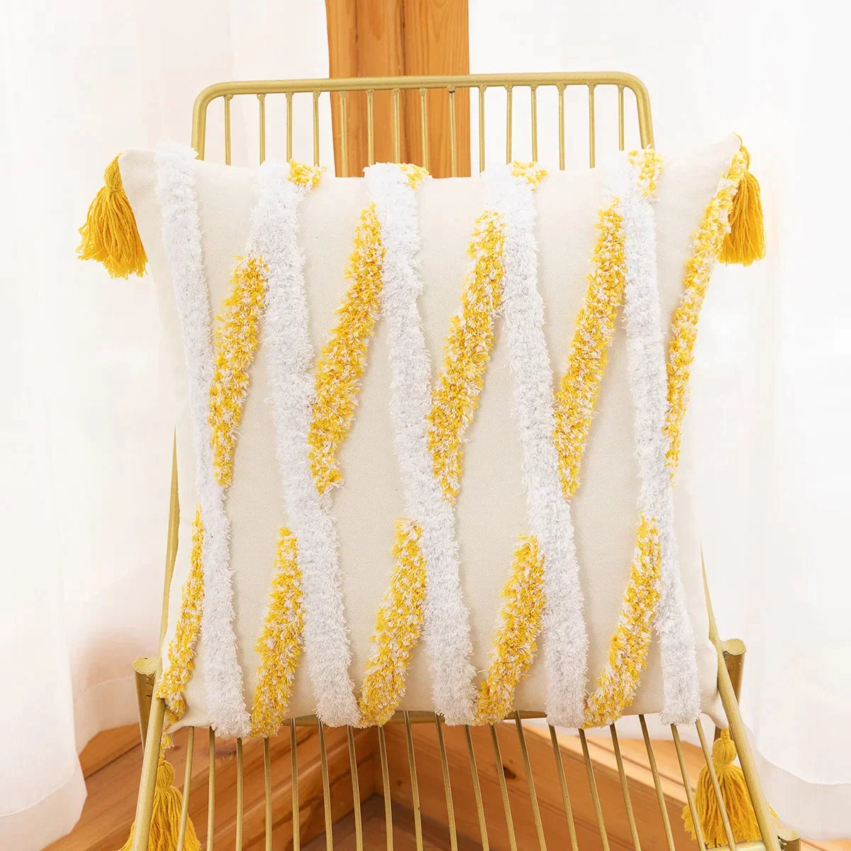 DecorBites™ Boho Geometric Tufted Cushion Cover Cotton Canvas Pillow Covers