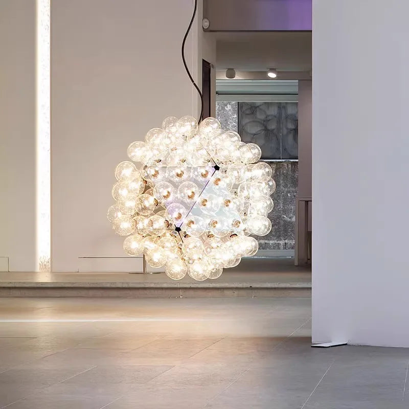 DecorBites™ Clear Glass Bubble G4 LED Dandelion Chandelier - Gold/Silver/Black Hardware