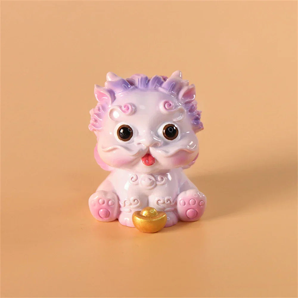 DecorBites™ Chinese Mythology Lion Figurines for Luck, Wealth, and Protection