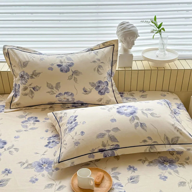 DecorBites™ Cooling Cotton Flower Print Bed Cover Matress Protector