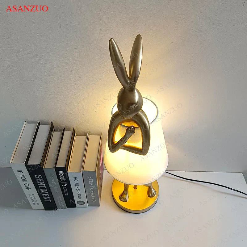 DecorBites™ Bathing Rabbit Resin Table Lamp for Living Room and Bedroom Decor