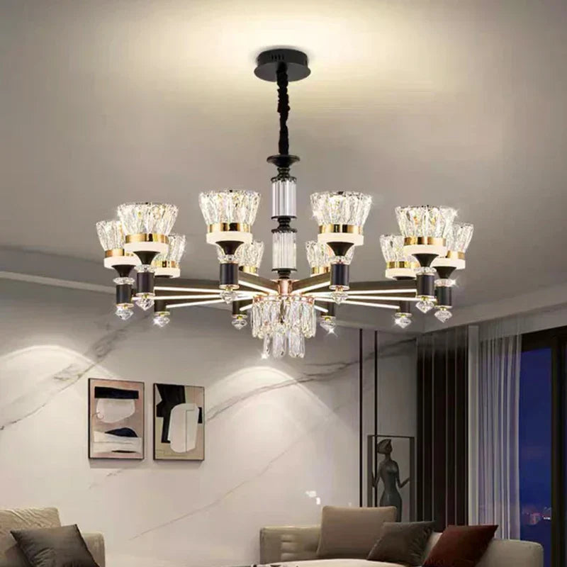 DecorBites™ Crystal Chandelier Pendant Light for Living and Dining Room Luxury Home Decor