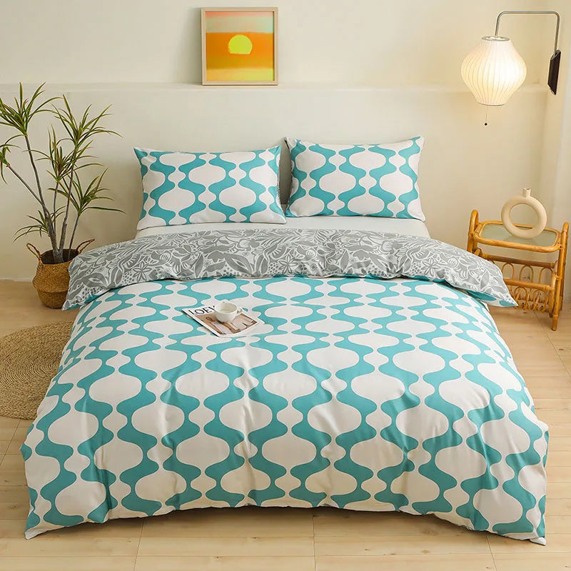 DecorBites™ Brushed Printed Duvet Cover Set with 2 Pillowcases, Queen/Single Size