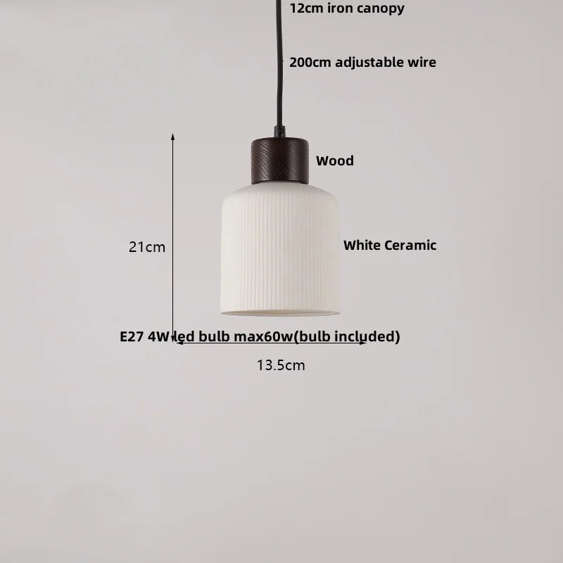 DecorBites™ Clear Glass LED Pendant Light Fixture Wood Hanging Lamp