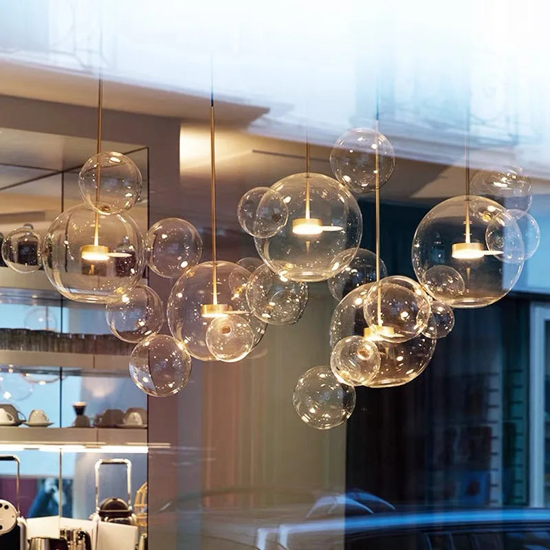 DecorBites™ Glass Bubble LED Chandelier for Kids Kitchen Dining Office Lighting