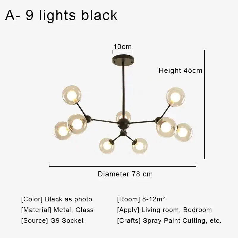 DecorBites™ Glass Ball Pendant Chandelier for Living Room Bedroom Dining Room