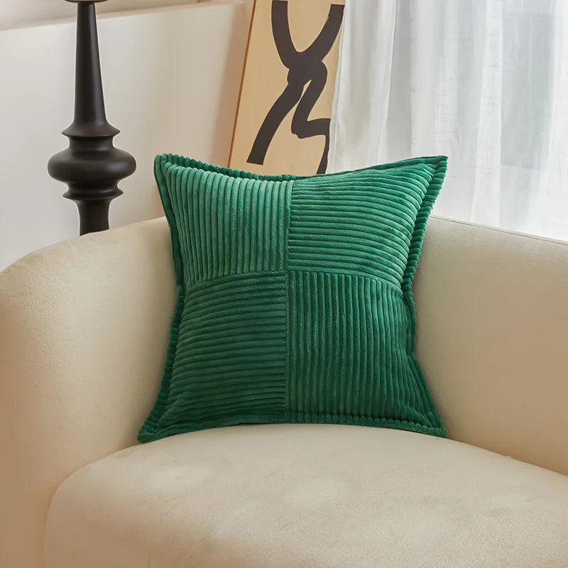 DecorBites™ Boho Striped Pillow Covers for Sofa Bed Decor, 45x45 White Polyester Pillowcases
