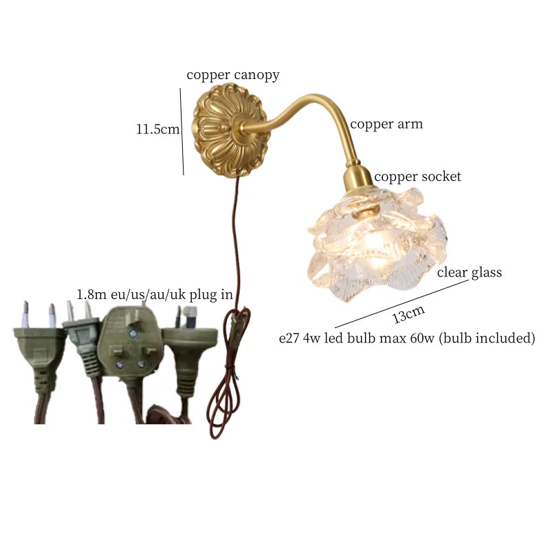 DecorBites™ Copper Arm LED Wall Lamp for Stair, Bedroom, Living Room, Bathroom Mirror Light