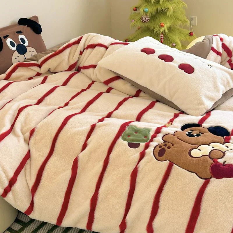 DecorBites™ Cozy Autumn Winter King Size Duvet Set with Velvet Blanket Cover