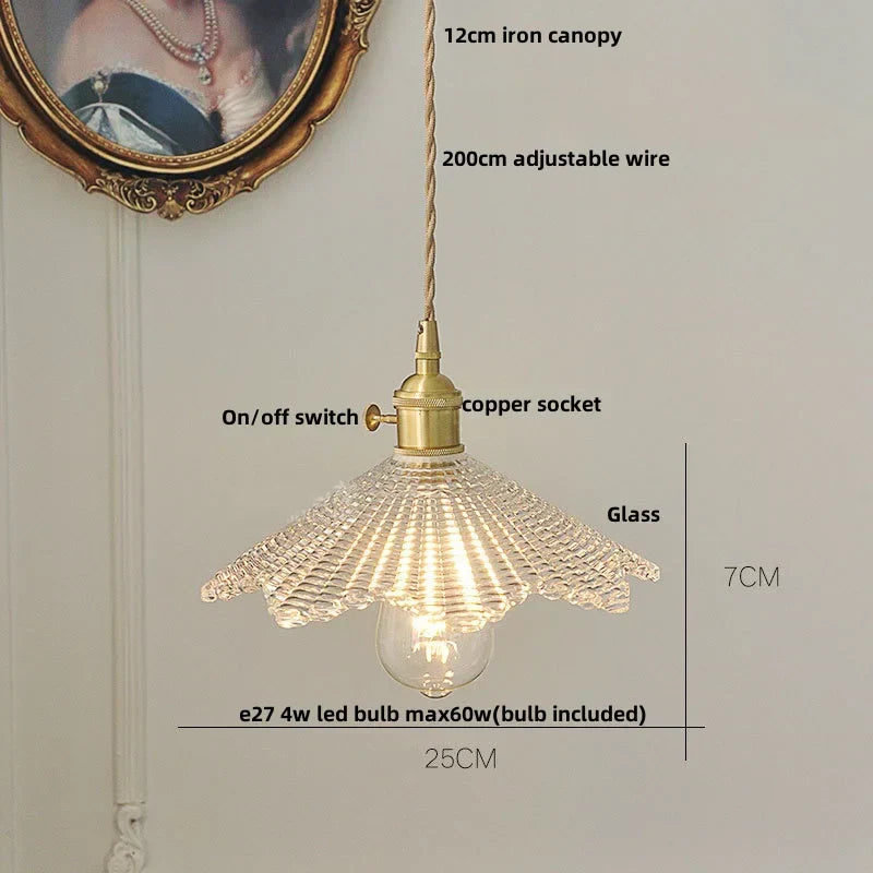 DecorBites™ Clear Glass LED Pendant Bar Kitchen Nordic Copper Dining Room Suspension