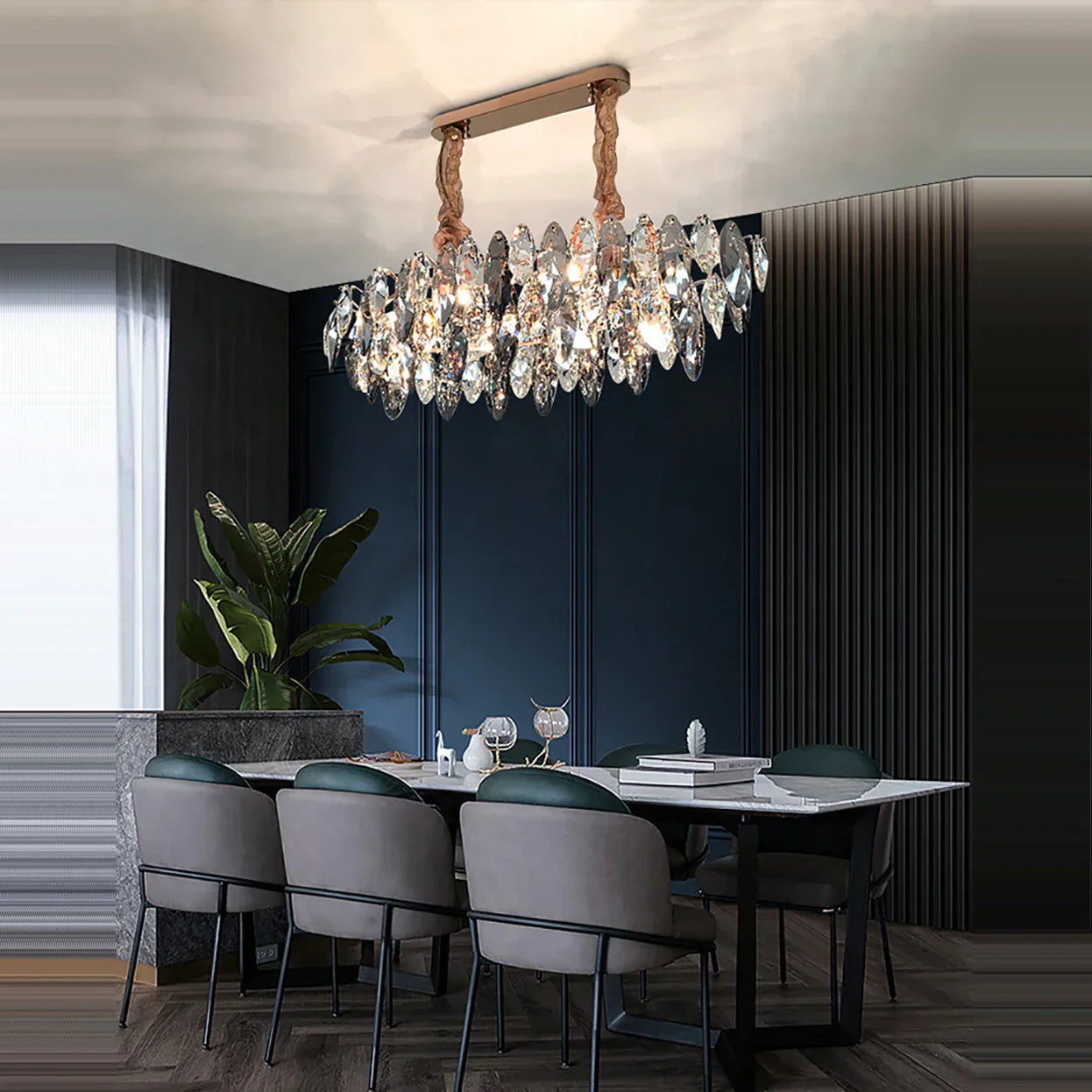 DecorBites™ Crystal LED Chandelier: Modern Luxury Indoor Hanging Lamp, Living Room Decor