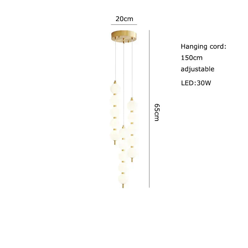 DecorBites™ Art Deco LED Glass Pingpong Pendant Light in Gold Chrome Black.