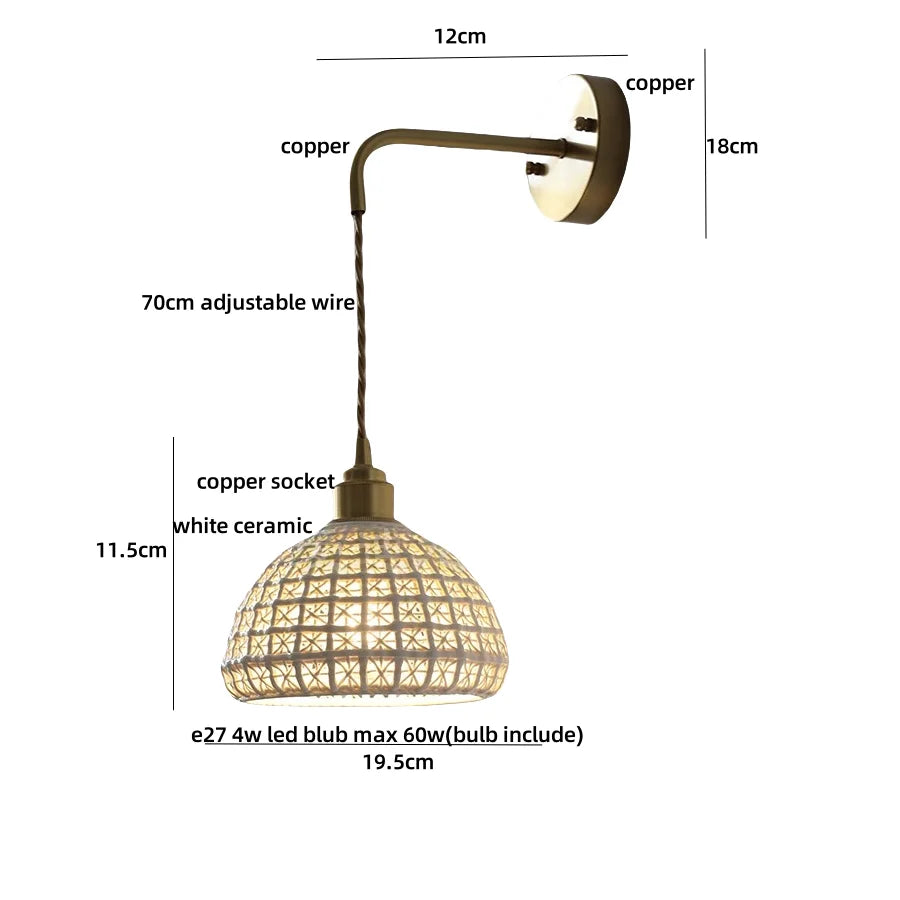 DecorBites™ Ceramic LED Wall Light Balcony Bedroom Kitchen Modern Bedside Lamp