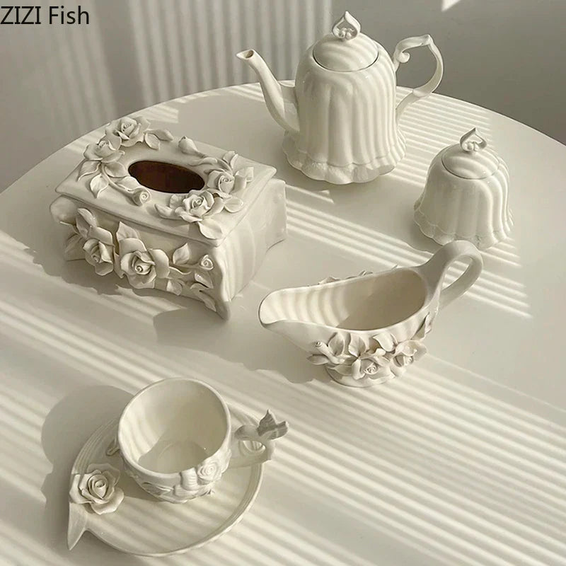 DecorBites™ Camellia Flower Ceramic Tissue Box - Modern Home Decor