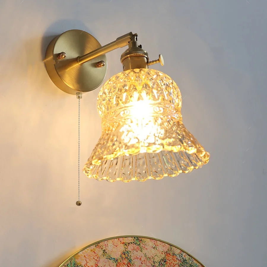 DecorBites™ Amber Flower Glass LED Wall Light Fixture for Kitchen Restaurant Bar