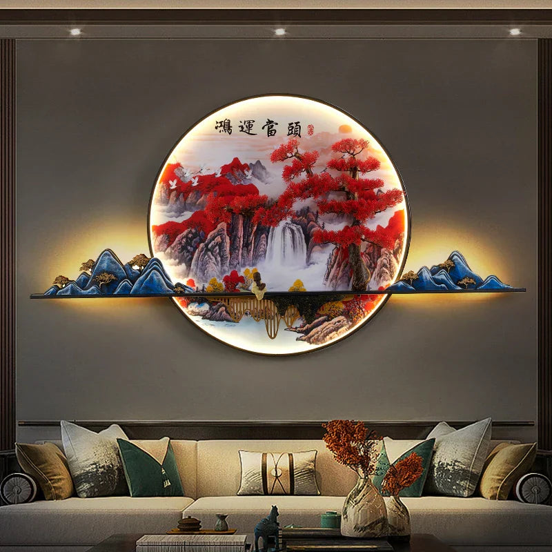 DecorBites™ 3D Chinese Pine Landscape Picture Wall Lamp for Home Living Room
