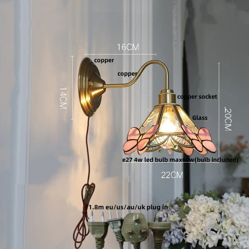 DecorBites™ Amber Flower Glass LED Wall Sconce for Living Room, Cafe, Bathroom Vanity