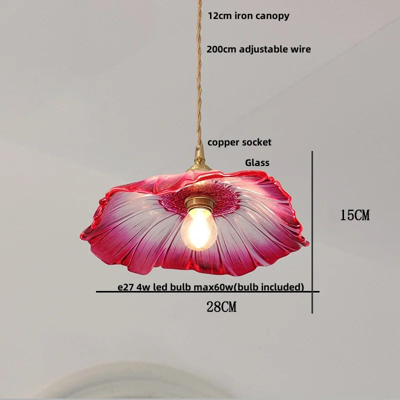 DecorBites™ Amber Flower Glass Pendant Light LED Kitchen Decor Home Reading Room