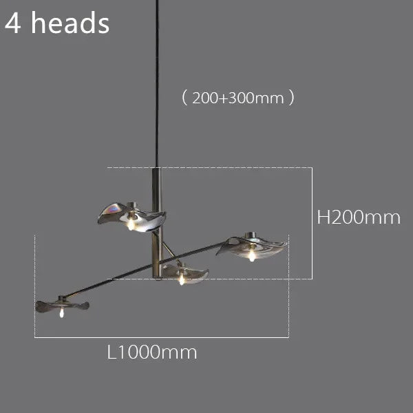 DecorBites™ Lotus Leaf Glass Ceiling Chandelier for Bedroom Living Room Hall Lighting