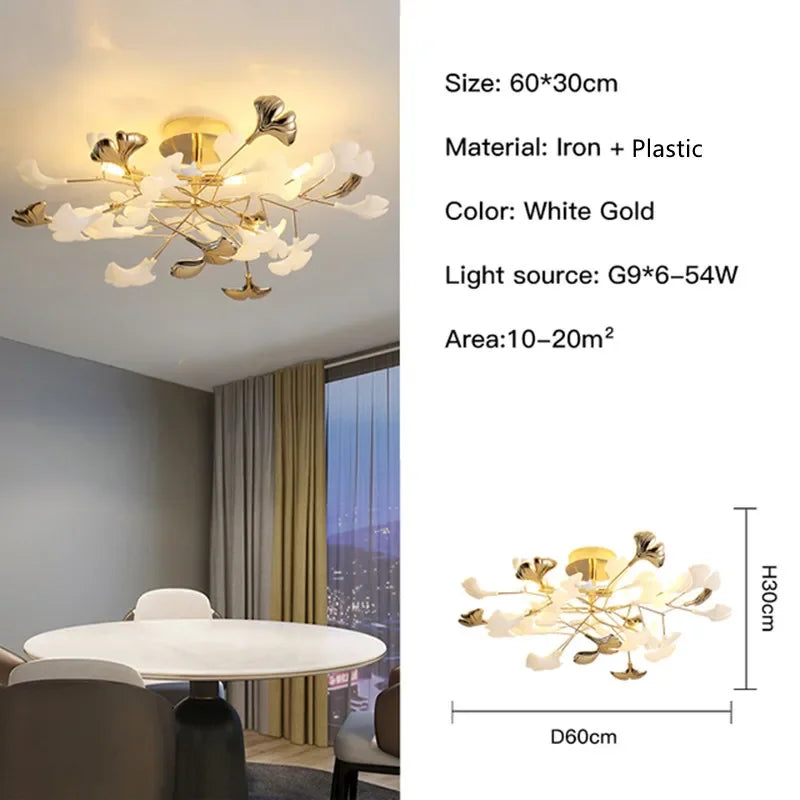 DecorBites™ Ginkgo Leaf Pendant Chandelier for Nordic Romantic Living Room Decor