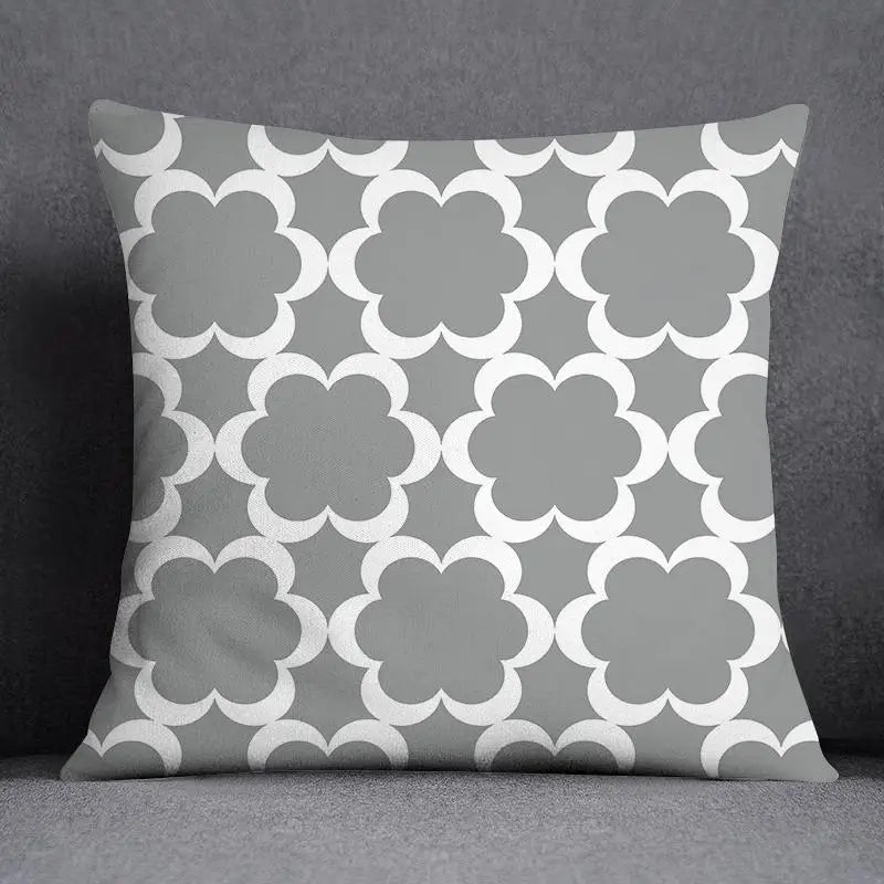 DecorBites™ Geometric Floral Print Lumbar Pillow Case 45X45cm Sofa Cushion Cover