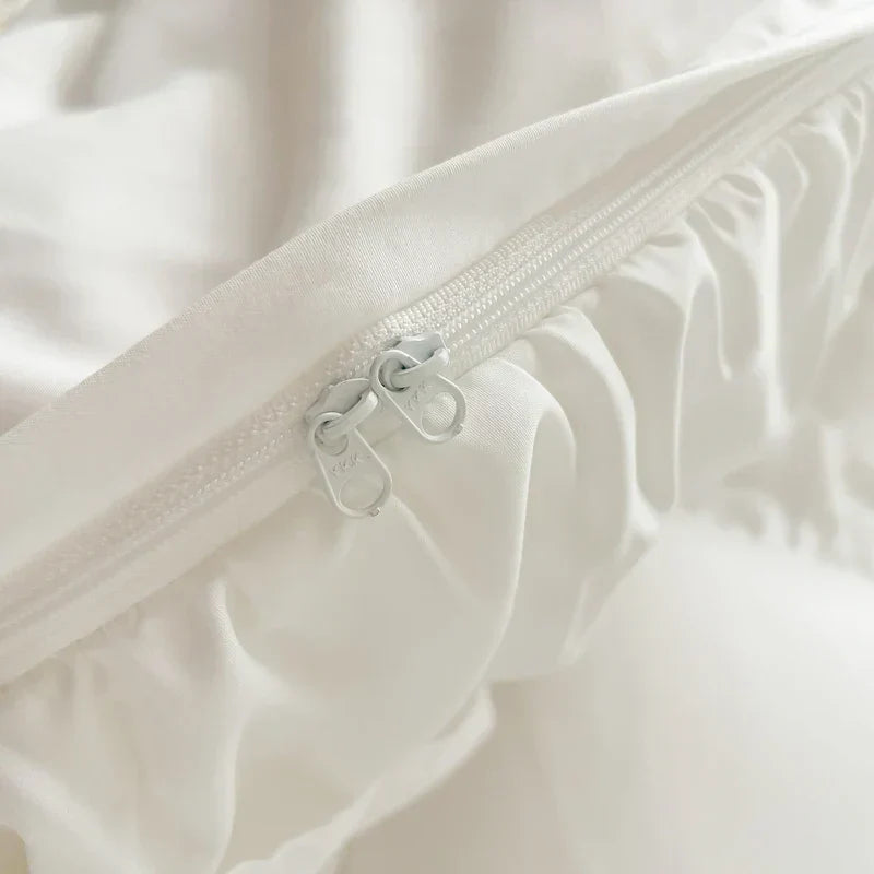 DecorBites™ Lace Ruffle Princess Bedding Set with Bed Skirt & Pillowcases