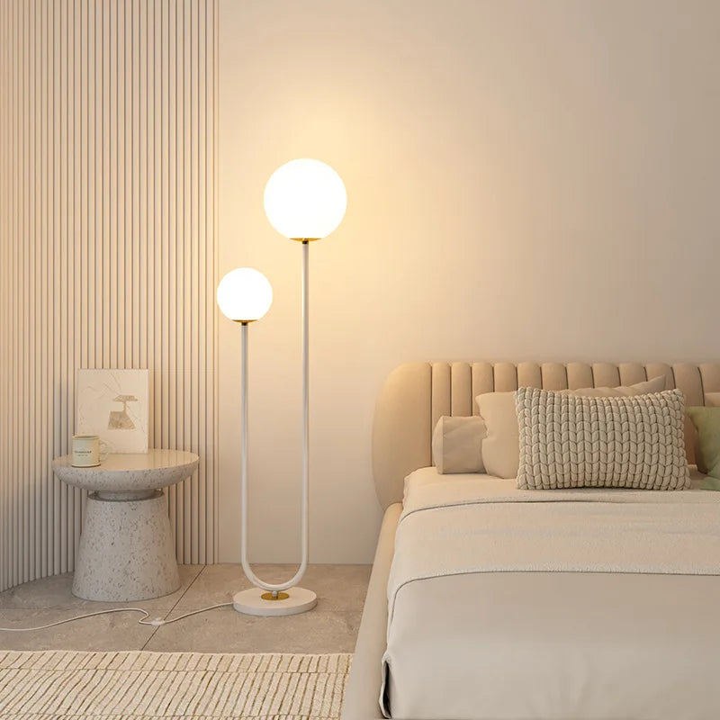 DecorBites™ Black White Metal Floor Lamp 3 Dimming White Glass - Elegant Standing Light for Home